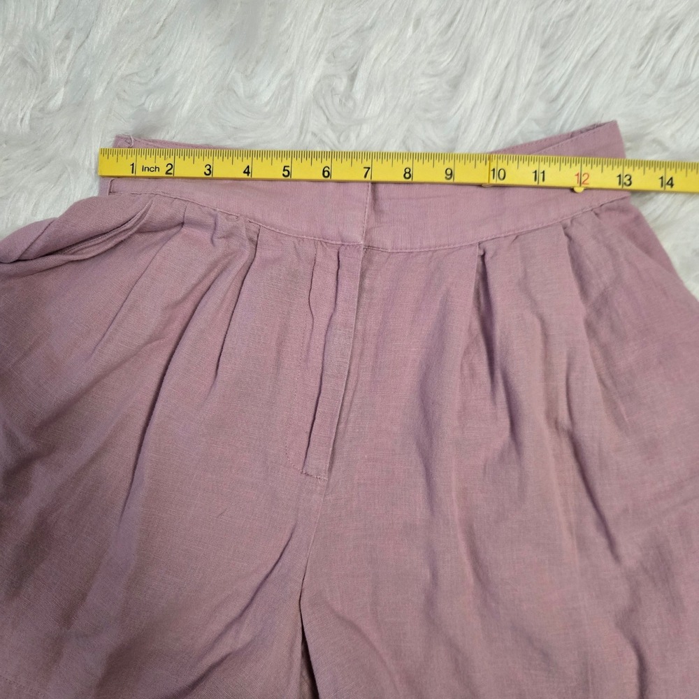 American Eagle Mauve Pink Linen Blend Pleated High Waisted Shorts Womens XS - Picture 8 of 12